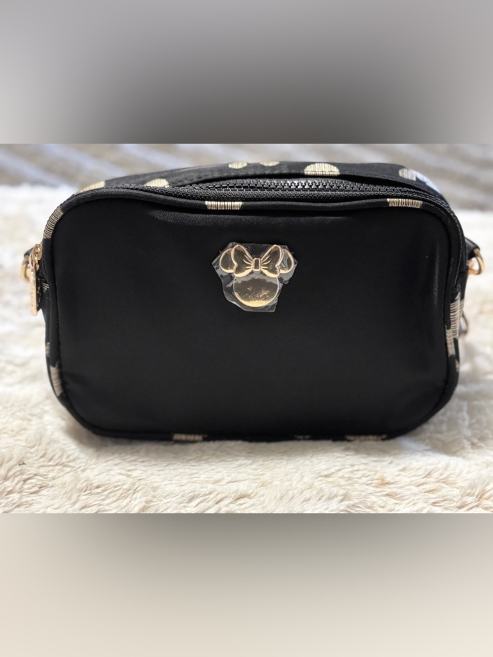 Disney Minnie Mouse Bioworld Black & Gold Crossbody Purse